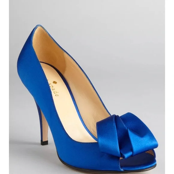 Kate Spade New York Peep Toe Blue Satin Pump Shoes Size 6. - Picture 7 of 7